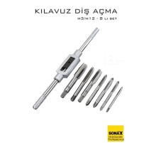 8 li Diş Açma Kılavuz Seti –Endüstriyel Çelik, M3-M12 Arası Dişli Matkap Ucu