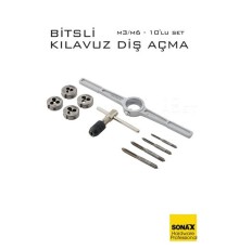 10'lu Bitsli Diş Açma Kılavuz Seti –Endüstriyel Çelik,  Dişli Matkap Ucu