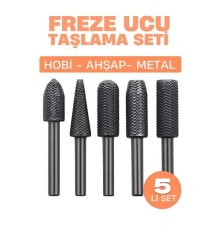 Freze Ucu Taşlama Seti Profesyonel Çelik Rotary Burr Seti  5'li Metal İşleme Uçları