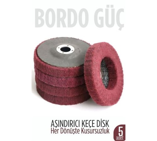 11 cm Endüstriyel Aşındırıcı Keçe Disk – 22 mm İç Çaplı Zımpara Fırçası 5 adet