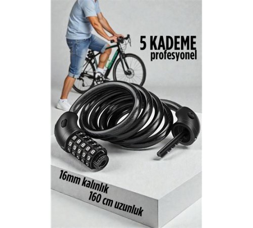 Şifreli Bisiklet Kilidi 16 mm Kalınlık 160 cm Scooter Motosiklet Kilidi - Çelik Kablo