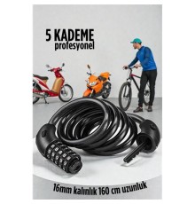 Şifreli Bisiklet Kilidi 16 mm Kalınlık 200 cm Scooter Motosiklet Kilidi - Çelik Kablo
