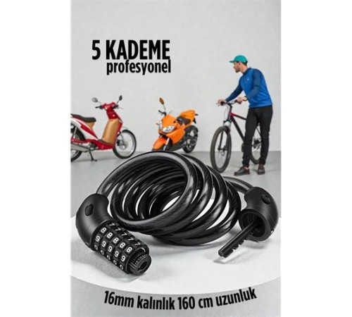 Şifreli Bisiklet Kilidi 16 mm Kalınlık 200 cm Scooter Motosiklet Kilidi - Çelik Kablo
