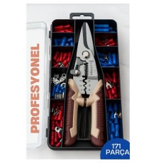 Profesyonel Tel Soyma ve Sıkma Pensesi Seti – 8'' Otomatik, Kablo Konnektörlü