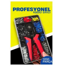 Terminal Sıkma Pensesi + Yüksük Sıkma Pensesi 1200 Parça Kablo Pabucu Seti HSC8 6-4A