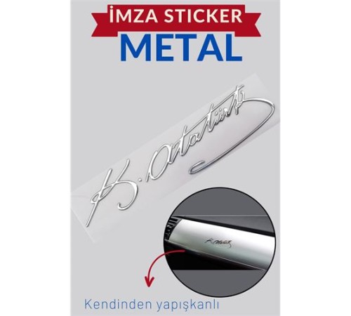 Metal 8.5 Cm Atatürk İmzası Sticker