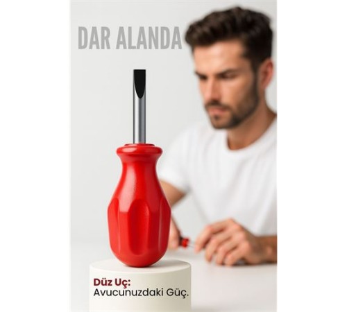 Avuç İçi Mini Topaç Tornavida Düz Uçlu Kısa Şaft Ufak Vidalama Anahtarı Hassas El Aleti