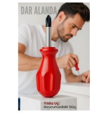 Avuç İçi Mini Topaç Tornavida Yıldız Uçlu Kısa Şaft Ufak Vidalama Anahtarı Hassas El Aleti