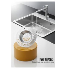 Evye Süzgeci 7.1 cm Paslanmaz Çelik  - Mutfak Lavabo Gider Süzgeci Seti Tıkanma Önleyici