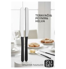 Lüks Seri 2'li Tereyağı ve Peynir Bıçağı Seti - Paslanmaz Çelik & Ergonomik Silikon Saplı 16 cm