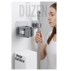 Yapışkanlı Pratik Mop ve Süpürge Tutucu – Duvara Monte, Kolay Kurulum