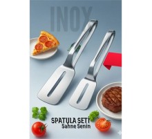 2 li Inox Spatula Seti – Pizza, Tatlı, Et Servisi İçin Ergonomik Tasarım