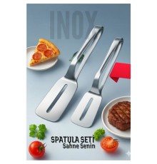 2 li Inox Spatula Seti – Pizza, Tatlı, Et Servisi İçin Ergonomik Tasarım