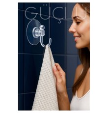 Şeffaf Askılı Vantuz Kanca | Banyo & Mutfak Duvar Askısı (4cm) - 1.36kg Taşıma