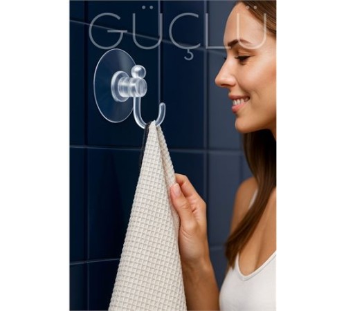 Şeffaf Askılı Vantuz Kanca | Banyo & Mutfak Duvar Askısı (4cm) - 1.36kg Taşıma