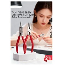 Profesyonel 2'li Takı Pense Seti 12 cm Takı Yapımı İçin Mini Pense Seti