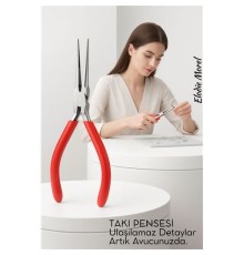 Profesyonel Uzun İnce Sivri Uçlu Kargaburun Takı Pensesi 12 cm - Hassas Mücevherat Onarımı