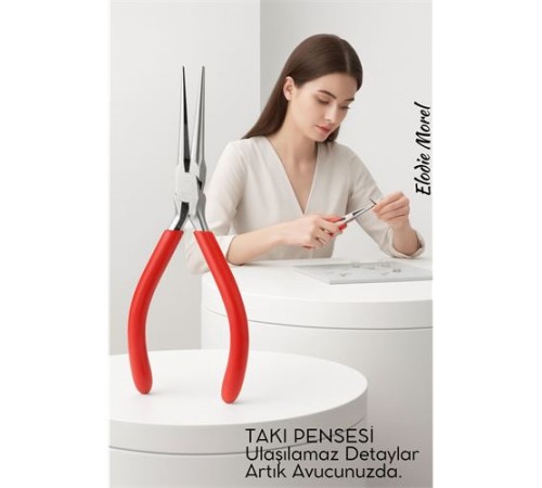 Profesyonel Uzun İnce Sivri Uçlu Kargaburun Takı Pensesi 12 cm - Hassas Mücevherat Onarımı