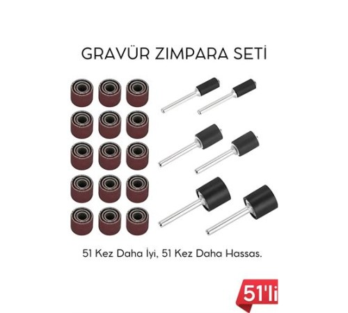 51'li Mini Zımpara Gravür Seti Dremel Ucu: Profesyonel Taşlama, Parlatma ve Şekillendirme Aleti