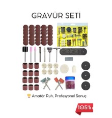 105 Parça Profesyonel Çok Amaçlı Zımpara Taşlama Gravür Kesme Cilalama Uç Seti Dremel Uyumlu