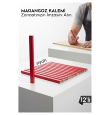 SİYAH 12'Lİ  Marangoz Kalemi - Ahşap İşleme Kalemi - Ahşap İşleme İşaretleme Araçları