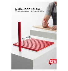KIRMIZI 12'Lİ  Marangoz Kalemi - Ahşap İşleme Kalemi - Ahşap İşleme İşaretleme Araçları