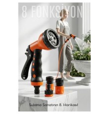 8 Fonksiyonlu Ayarlı Hortum Seti Yüksek Basınçlı Araba Yıkama Bahçe Sulama Tabancası