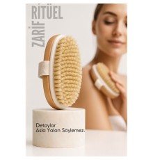 Ahşap Sırt Banyo Fırçası | Doğal At Kılı Vücut Fırçalama | Peeling ve Selülit Masaj