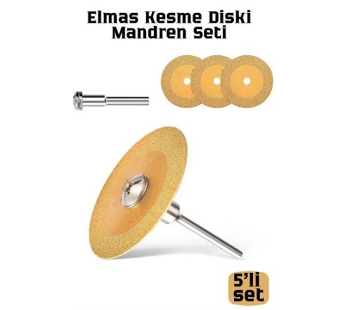 Profesyonel Elmas Kesme Diski ve Mandren Seti 4'lü Testere Bıçağı Hobi Dremel Uyumlu
