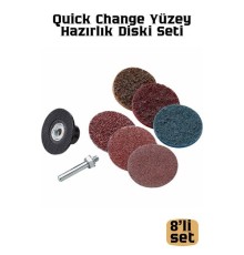 8'li Quick Change Yüzey Hazırlık Diski Seti 50mm, Cırtlı Zımpara Pedleri