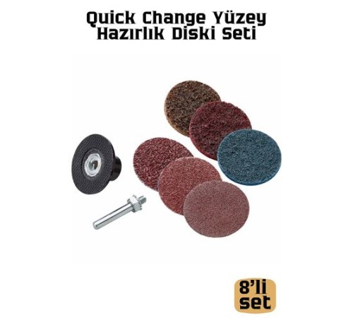 8'li Quick Change Yüzey Hazırlık Diski Seti 50mm, Cırtlı Zımpara Pedleri