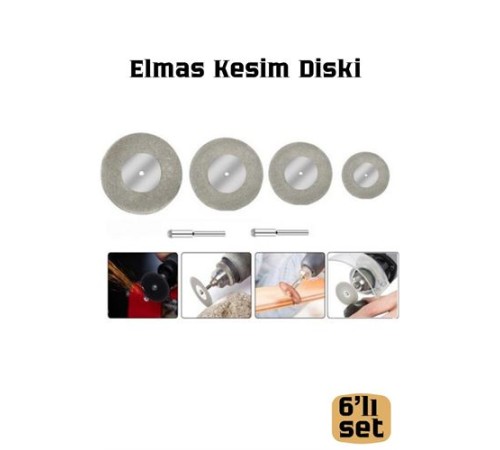 4'lü Set Elmas Kesim Diski Gravür Ucu Taş Cam Seramik Mermer Metal Kesme ve Aşındırma Diski