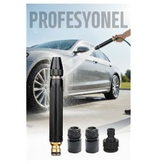 Tazyik Arttıran Oto Yıkama Hortum Başlığı Seti | Basınçı Oto Yıkama 3 Musluk Adaptörlü Güçlü Jet