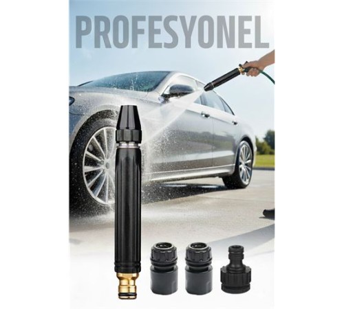 Tazyik Arttıran Oto Yıkama Hortum Başlığı Seti | Basınçı Oto Yıkama 3 Musluk Adaptörlü Güçlü Jet