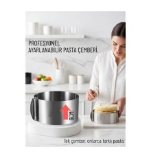 Ayarlanabilir Pasta Çemberi Paslanmaz Çelik Kek Kalıbı 16-30 cm - Pasta Kalıbı