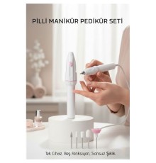Profesyonel 5 Başlıklı Pilli Manikür Pedikür Seti - Güçlü Motorlu Tırnak Törpü ve Parlatıcı Bakım Kiti