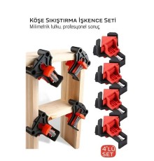 90 Derece Köşe Sıkıştırma İşkence Seti 4'lü - Köşe Tutucu Köşe Birleştirici