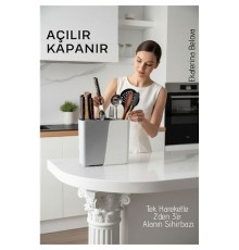 Akıllı Sürgülü Bıçaklık ve Kaşıklık Organizeri - Ayarlanabilir Tezgah Üstü Mutfak Düzenleyici