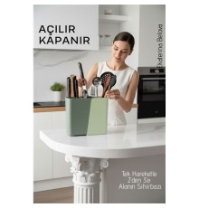 Akıllı Sürgülü Bıçaklık ve Kaşıklık Organizeri - Ayarlanabilir Tezgah Üstü Mutfak Düzenleyici