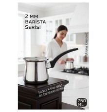 Premium 304 Paslanmaz Çelik Cezve 750 ml Profesyonel Barista Serisi, Isıya Dayanıklı Sap