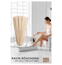 Premium Ahşap Ağda Spatulası 300’lü Paket - Profesyonel Salon Tipi Steril ve Pürüzsüz Yüzey - 14 cm