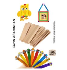Steril Ahşap Boyanabilir Oyun Çubukları 100 Adet  Pürüzsüz Dokulu  Dayanıklı 14 cm