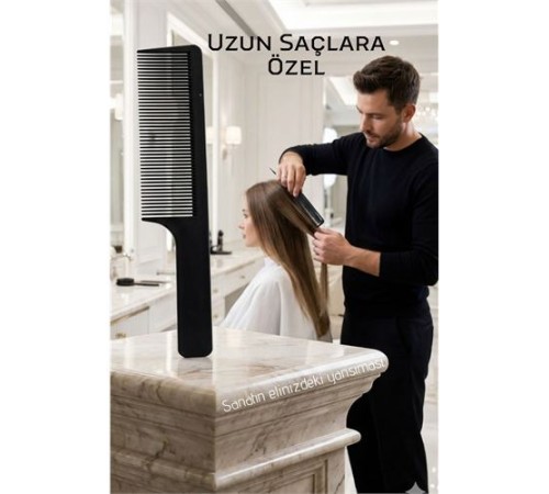 Profesyonel Antistatik Uzun Saç Kesim Tarağı – Isıya Dayanıklı ve Ergonomik 23 cm