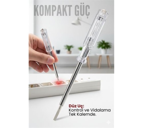 Düz Uçlu Elektrik Kontrol Kalemi Faz Test Cihazı Voltaj Kontrol Anahtarı