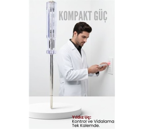 Yıldız Uçlu Elektrik Kontrol Kalemi Faz Test Cihazı Voltaj Kontrol Anahtarı