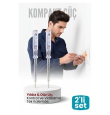 2'li Set Elektrik Kontrol Kalemi Tornavida Yıldız Düz Uçlu