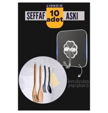 10'lu Şeffaf Kendinden Yapışkanlı Güçlü Askı Kancası, Banyo Mutfak Organizer, İz Bırakmaz Pratik Askı