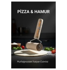 Pizza Merdanesi - Profesyonel Ahşap Saplı  Hamur Açma Merdanesi -