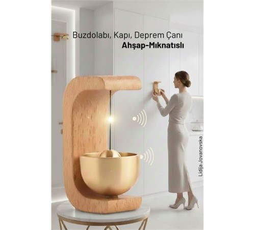 Ahşap Kapı Çanı - Deprem Zili - Dekoratif Zil -Japon Rüzgar Çanı  Yapışkanlı ve Mıknatıslı