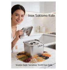 Premium Inox Saklama Kabı - Hava Sızdırmaz Mutfak Düzenleyici 14x11 cm 304 Paslanmaz Çelik